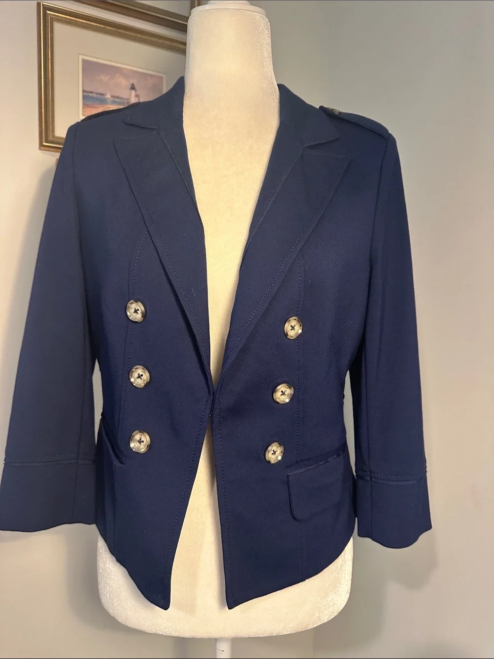 NWOT- White House/Black Market Navy Nautical Double-Breasted Button Blazer